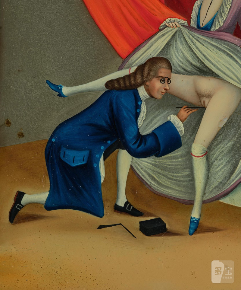 A Chinese reverse glass 'Erotic' painting, - 图8